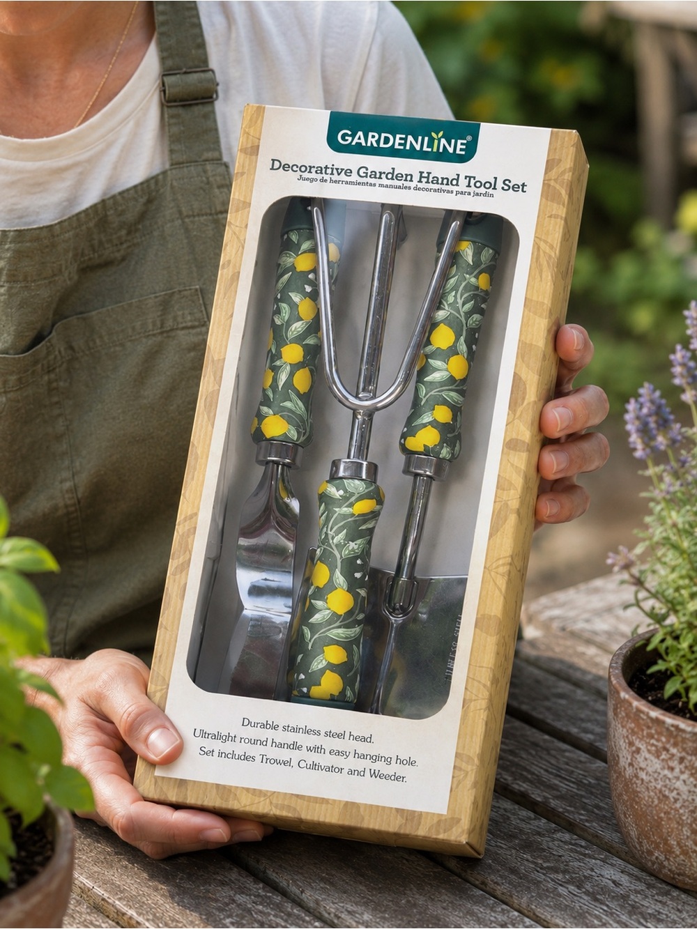 Gardenline 3-Piece Garden Hand Tool Set - Lemon Pattern - New Boxed